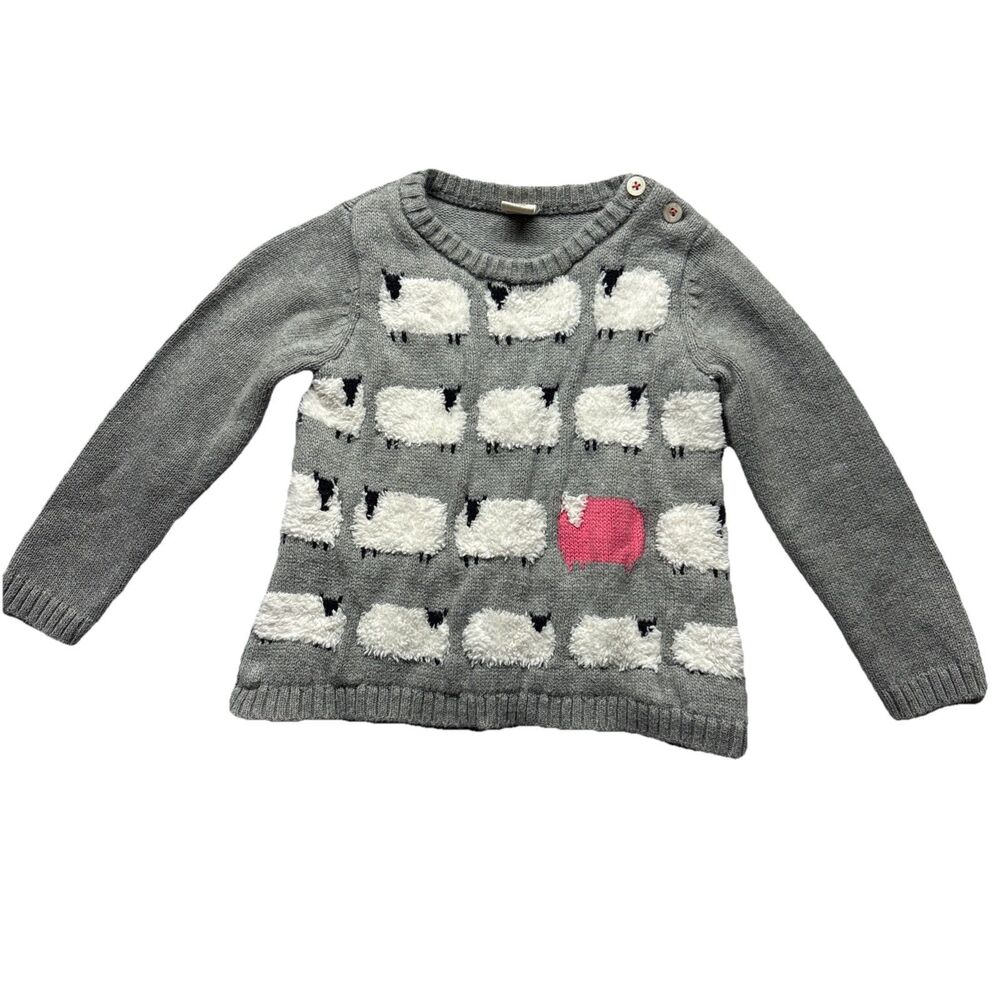 Tucker + Tate Girl Sheep Sweater Gray Pink Novelty Cotton Lightweight Size 24M
